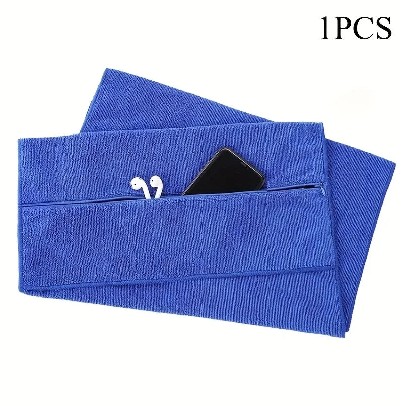 Serviette de Sport Microfibre avec Poche Zippée et Accroche