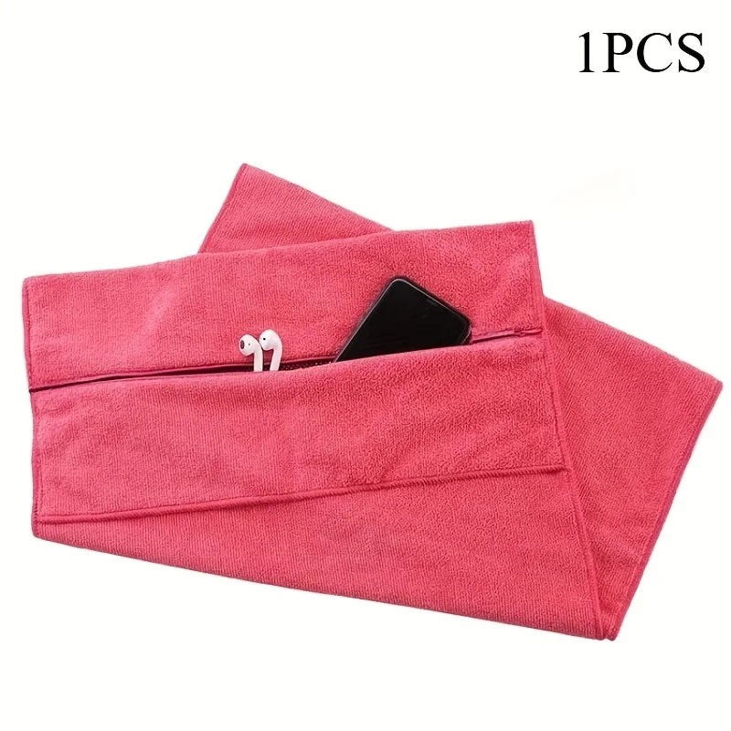 Serviette de Sport Microfibre avec Poche Zippée et Accroche