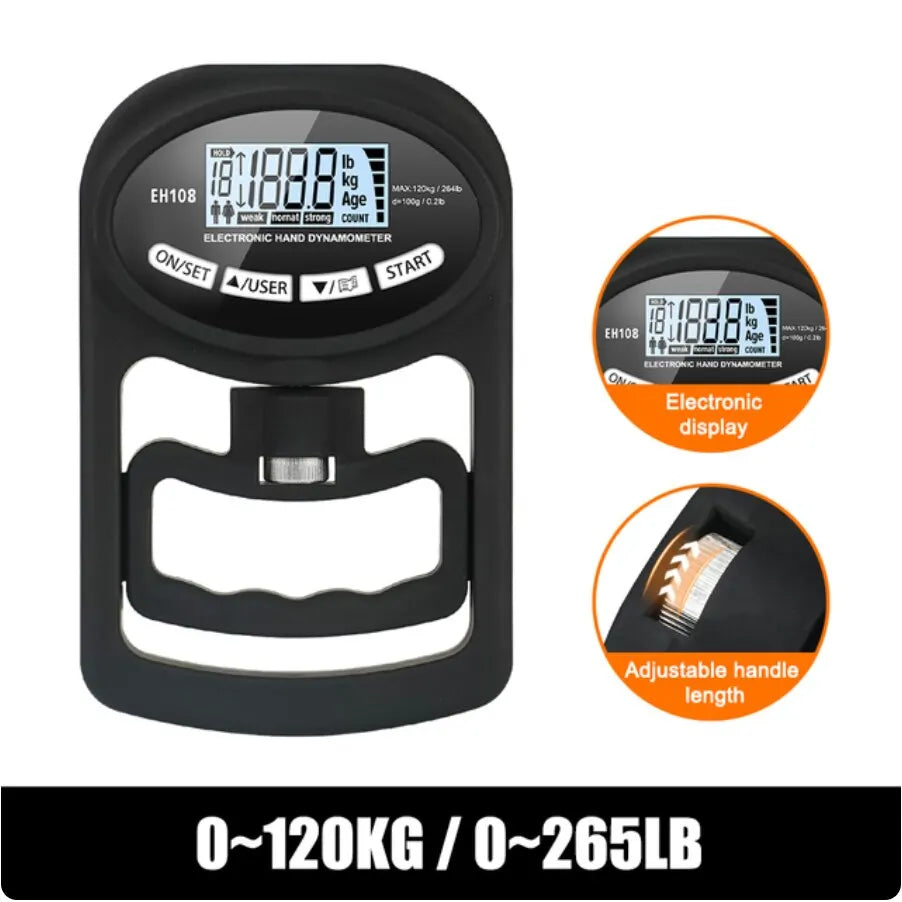 Dynamomètre digital – testeur de force de poignet jusqu’à 120 kg avec écran LCD et USB