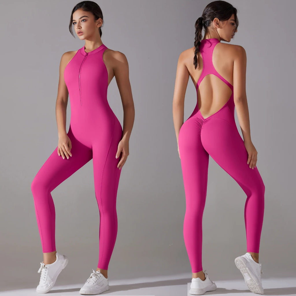 Combinaison de Sport Femme Dos Nu Sculptante – Push Fessier, Yoga & Fitness