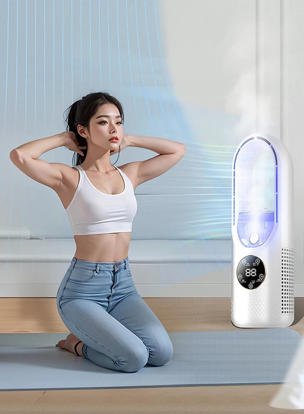 Mini Climatiseur USB avec Humidification — Ventilateur, Refroidisseur & Humidificateur 3-en-1