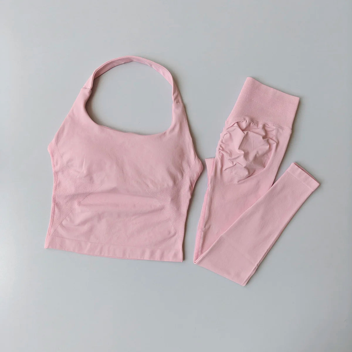 Ensemble de Sport Femme Sans Couture – Leggings Taille Haute et Top de Fitness