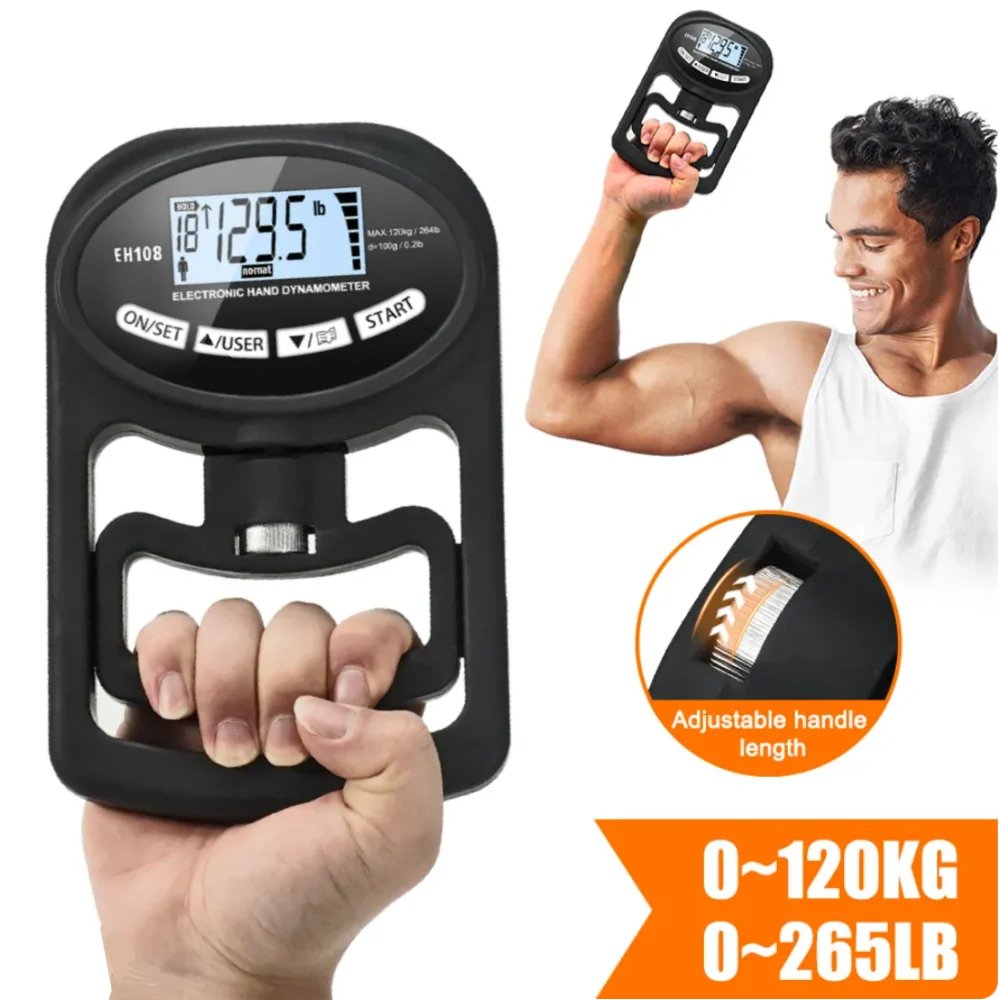 Dynamomètre digital – testeur de force de poignet jusqu’à 120 kg avec écran LCD et USB