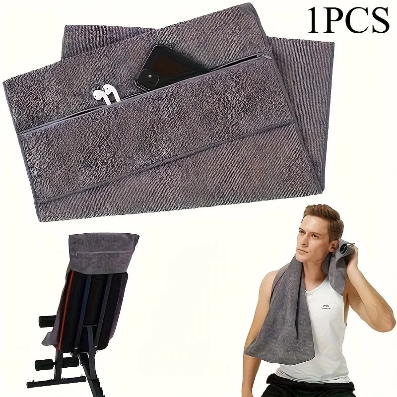 Serviette de Sport Microfibre avec Poche Zippée et Accroche