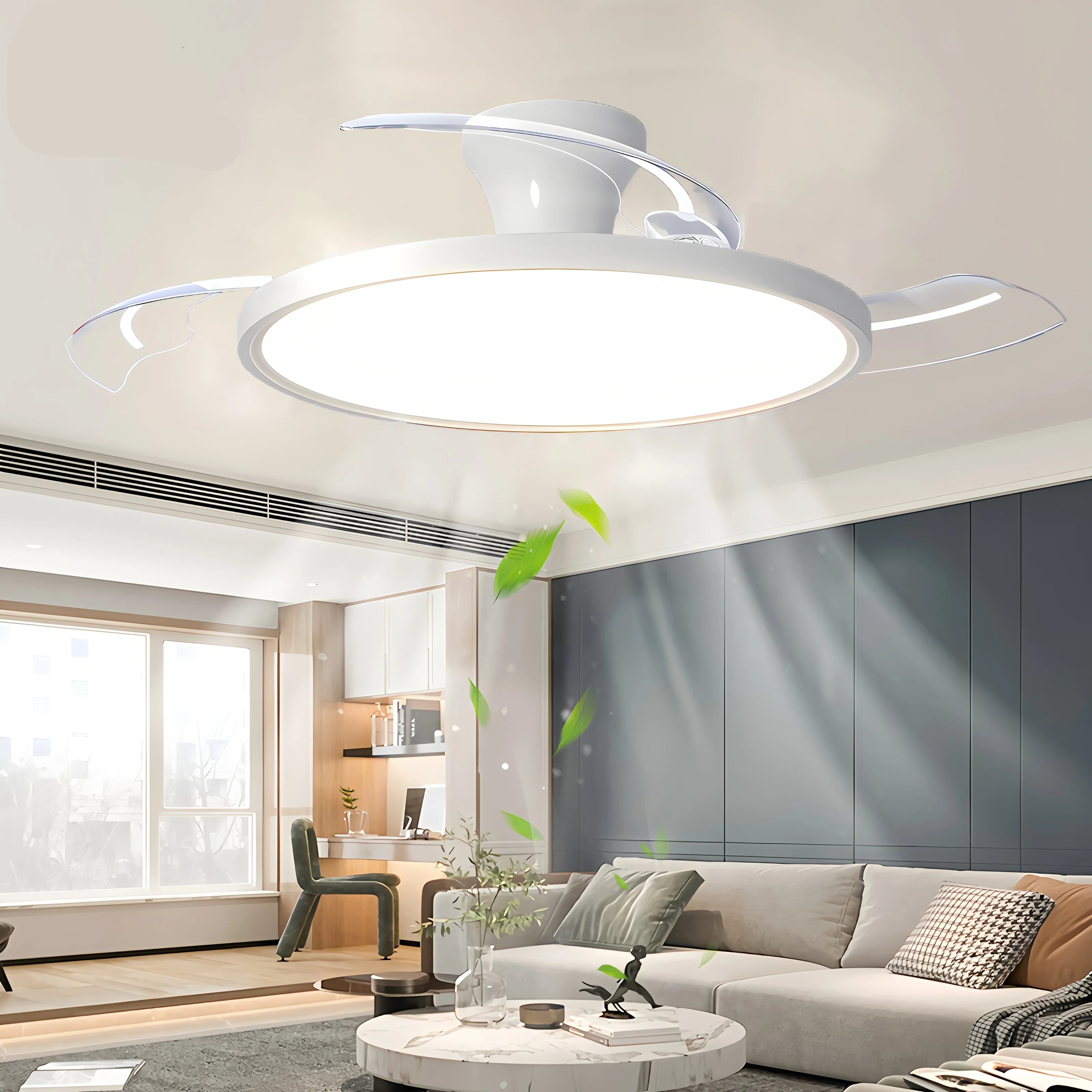Ventilateur de Plafond LED Silencieux avec Lames Rétractables