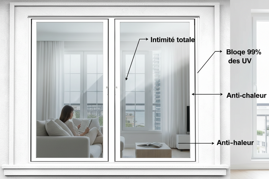 Film Fenêtre Effet Miroir — Intimité, Anti-UV 99% & Anti-Chaleur