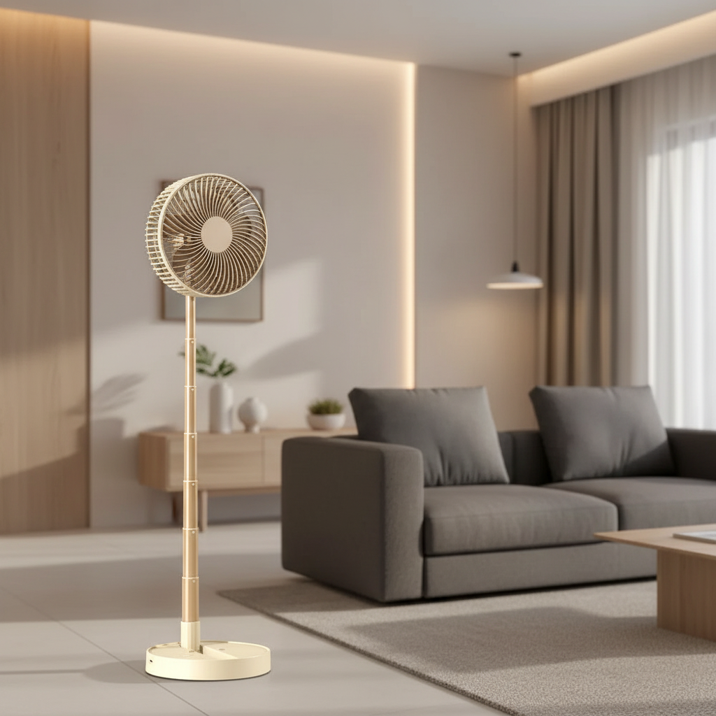 Ventilateur sur Pied Design Doré